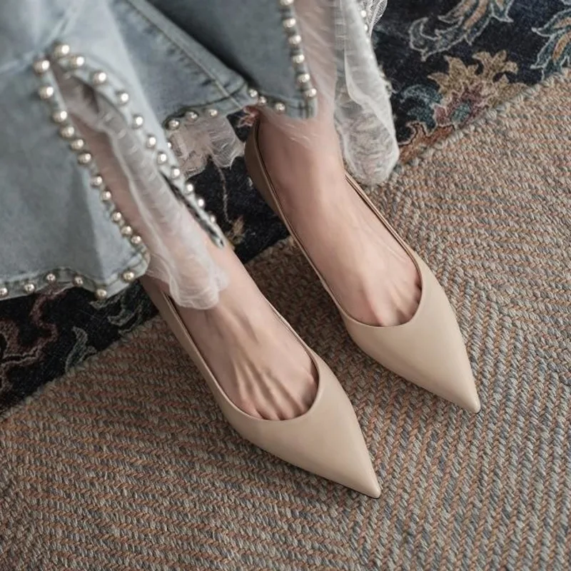 

Отличный комфорт ~ Модные Остроносые женские туфли на тонком каблуке с закрытым носком, универсальные туфли на высоком каблуке