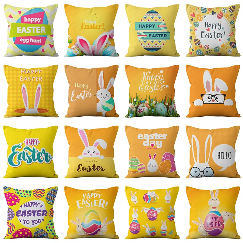 

Cross-border hot sale Easter Bunny pillow cover Home pillow cushion cover45*45 cm