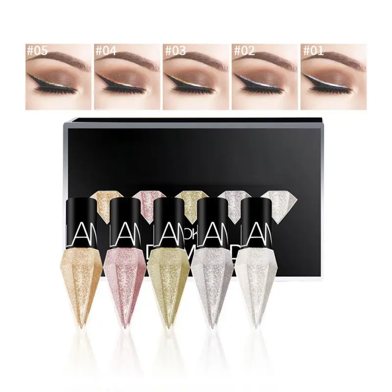 

5 Pcs/Set Shimmer Liquid Eye Shadow Non-Greasy Creates Multi-Dimensional Eye Looks Gel-Based Liquid Glitter Eyeshadow