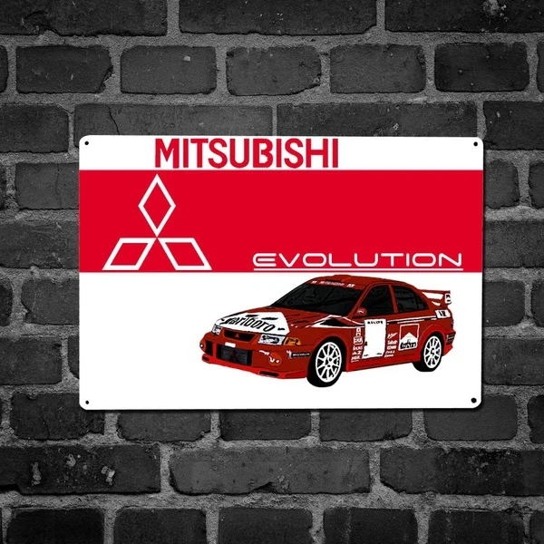

Mitsubishi Evo Rally Car Metal Tin Sign High Quality Home Decor