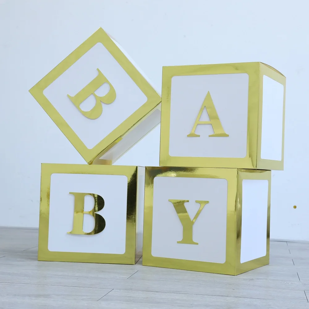 

Baby Shower Boy Girl Transparent Box Birthday party Decoration Balloons Garland Christening Cardboard Baby Box Sweet love Gifts