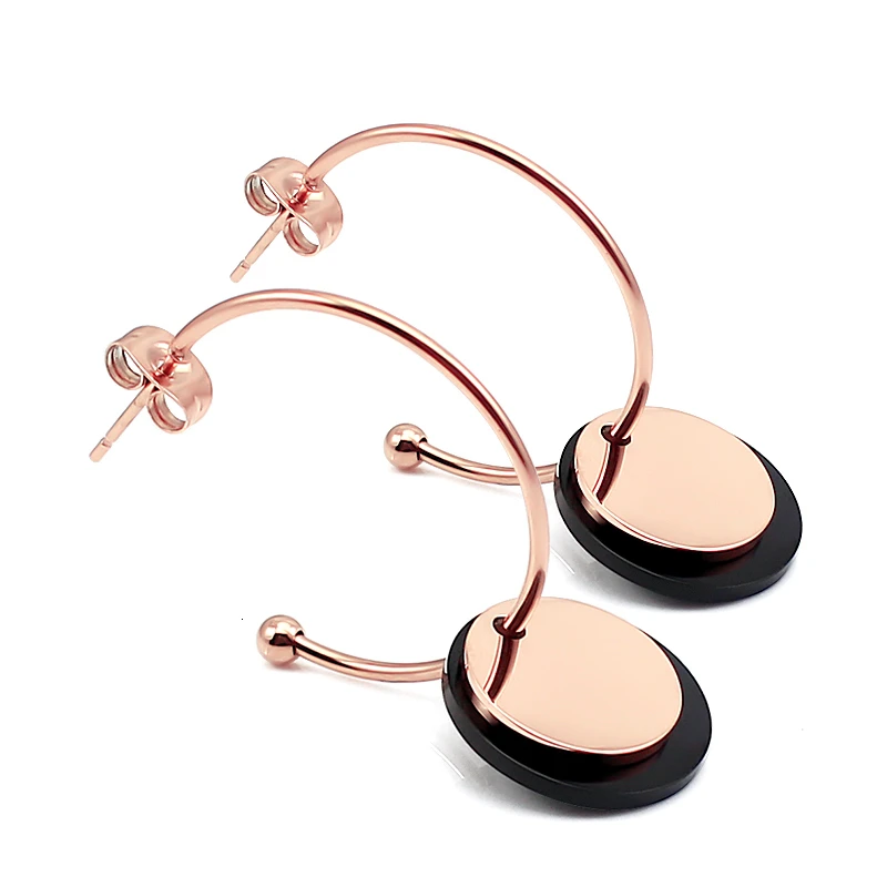 Хирургическая сталь серьги половинки розово золотистый и черный Цвет двойной ПК