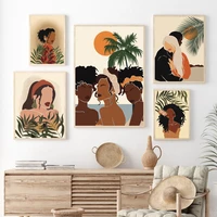 abstract black girl beach palm vacation wall art canvas painting nordic posters and prints wall pictures for living room decor
