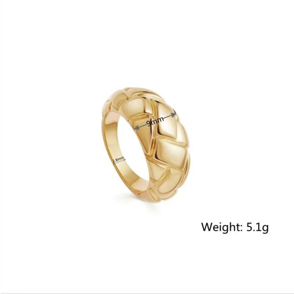 

Punk Hip hop Rhombus Grid Chunky Ring for Women Girls Trendy Geometric Circle Stack Gold Ring Minimalist Party Wedding Jewelry