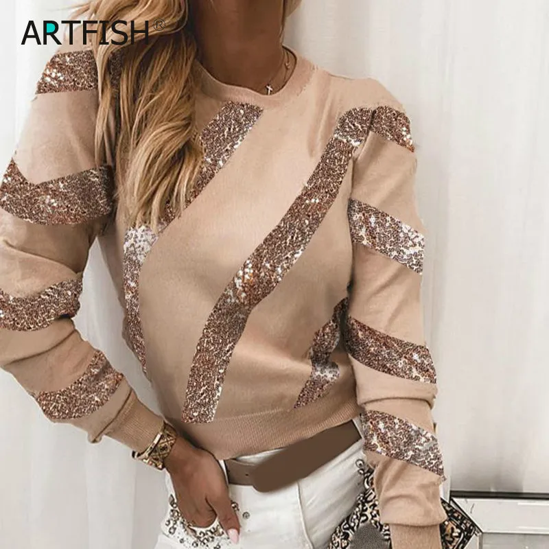Пуловер в стиле Харадзюку женские элегантные толстовки с блестками свитшот