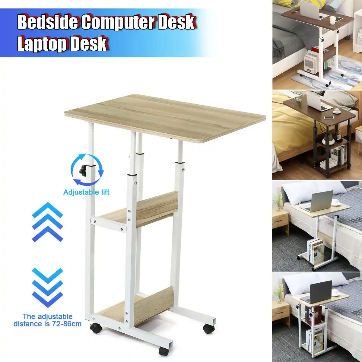 Wooden Laptop Desk USB Computer Adjustable 4 Stand Holder Study Table for Office Bed Sofa Tea Serving | Мебель
