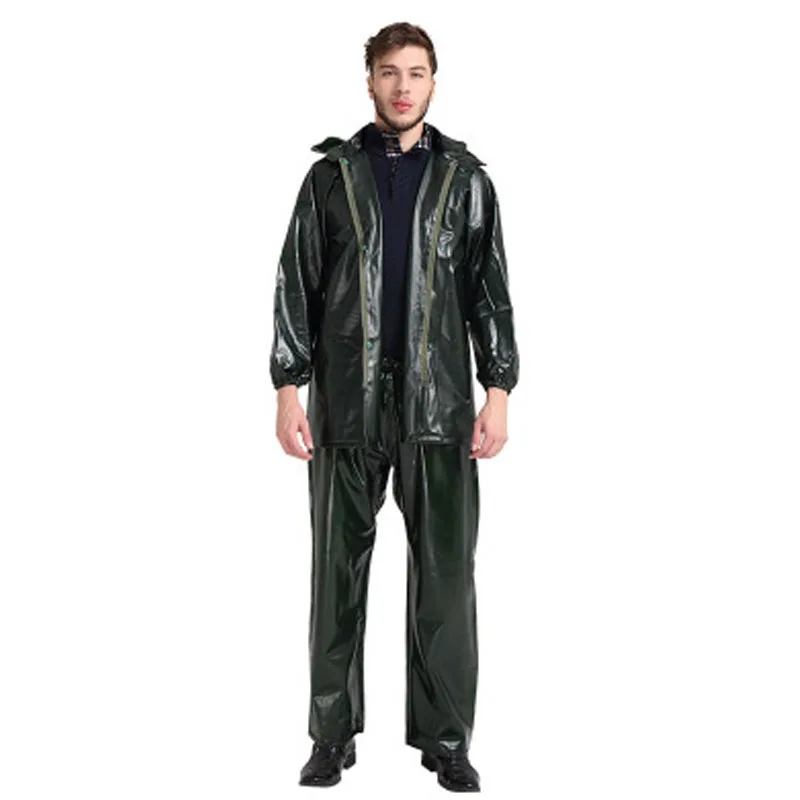 Dark green Thickened Длинный дождевик, пластиковый женский водонепроницаемый плащ, мужской дождевик, пончо для дождливой погоды, Электрический комбинезон для взрослых, capa de chuva Hombre, пончо 6YY96 - Цвет: Dark green Thickened