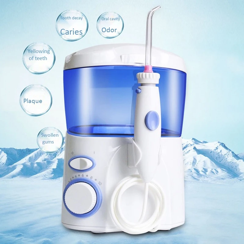 

Family Water Flosser Oral Irrigator Teeth Cleaner 600ML Big Water Tank with 9 Multifunctional Tips