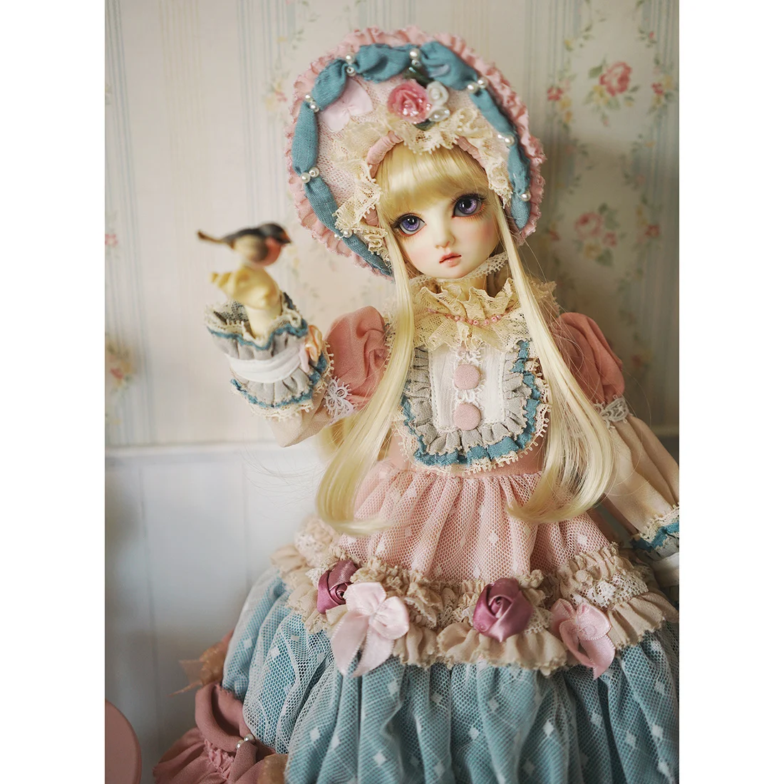 Modikerbjd платье с длинным рукавом и цветочным рисунком для 1/3 1/4 BJD кукол шариков
