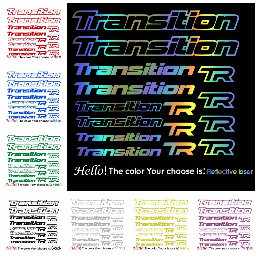 

For 1Set Transition decals stickers sheet (cycling, mtb, bmx, road, bike) die-cut logo Car Styling