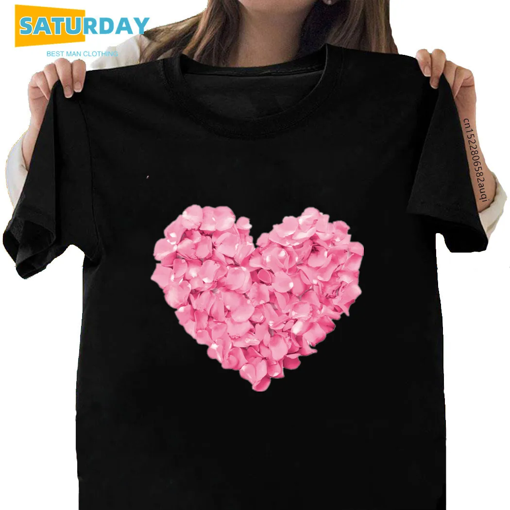 

Футболка женская хлопковая с коротким рукавом, с цветочным принтом и сердцем, размера плюс, в стиле 90-х в стиле Харадзюку, Прямая поставка