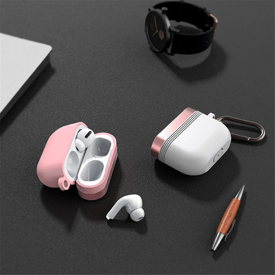 

For Apple Airpods Pro Case with Keychain Luxury Metal Air Pods Earphone Accessories Airpod Funda Protector Air Pods Pro Cases