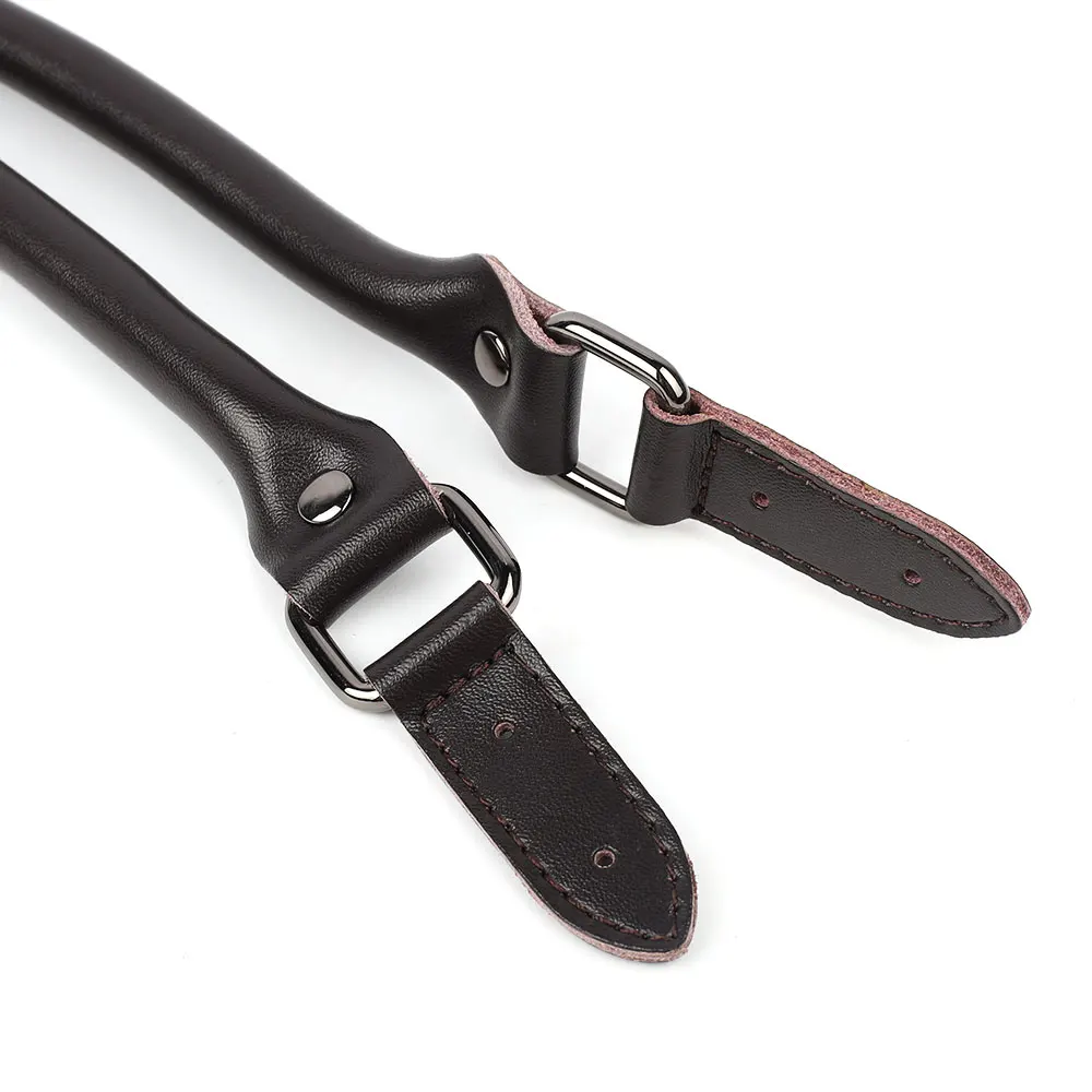 1pair 57cm Handle Bag Straps Genuine Leather Shoulder Bag Handle Belt DIY Replacement Accessories Dark Coffee Handmade Bag Strap