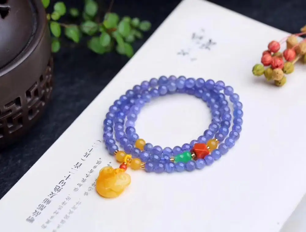 Натуральный танзанийский танзанит драгоценный камень прозрачные бусины 3 круга