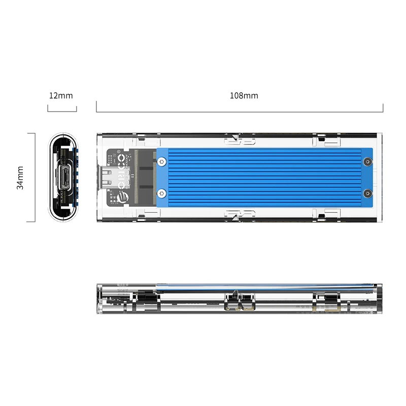 ORICO M.2 SSD USB3.1 Type-C hard disk box is compact, easy to carry supports 2TB,Transmission rate up to 10Gbps,ORICO TCM2M-C3