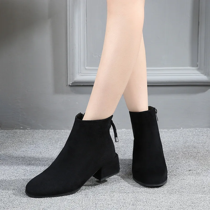 Женские ботинки челси больших размеров 41 43 на массивном каблуке женские с бантом