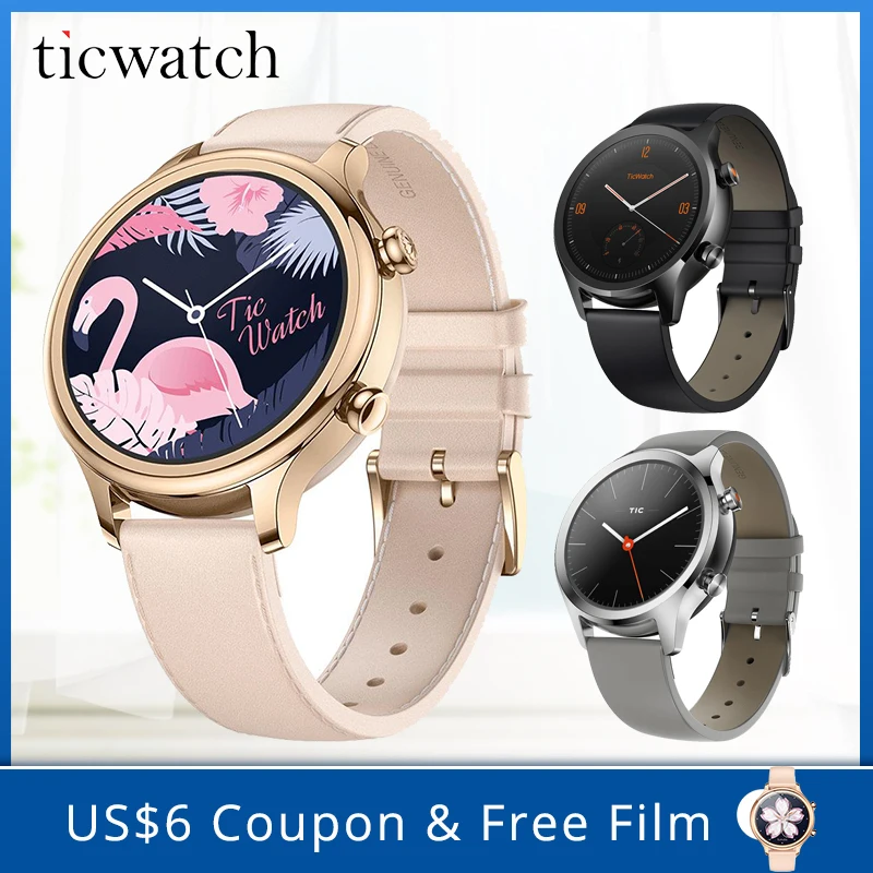 [Оригинал] Global Ticwatch C2 Android wear NFC Google Pay GPS Смарт часы IP68 Водонепроницаемые AMOLED smartwatchs