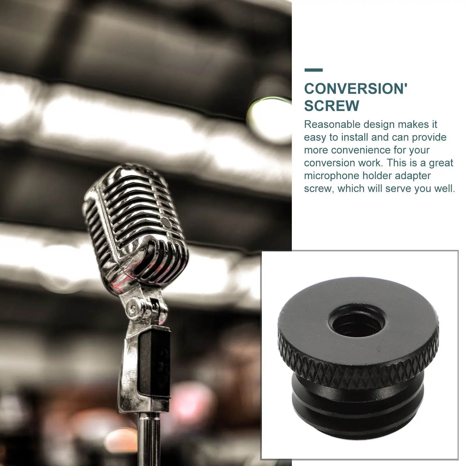 

6Pcs Practical Mic Stand Adapters Mic Stand Holder Adapter 1/4 Female to 5/8 Male Screw Adapter for Microphone (Black)