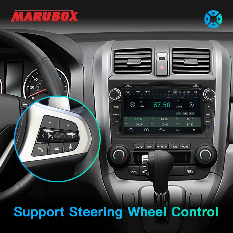 MARUBOX 2 Din Car GPS Android 10 Six Core 4GB RAM For Honda CRV CR-V 2007-2012 DVD Navi Stereo Radio Multimedia Player 8A001PX6 |