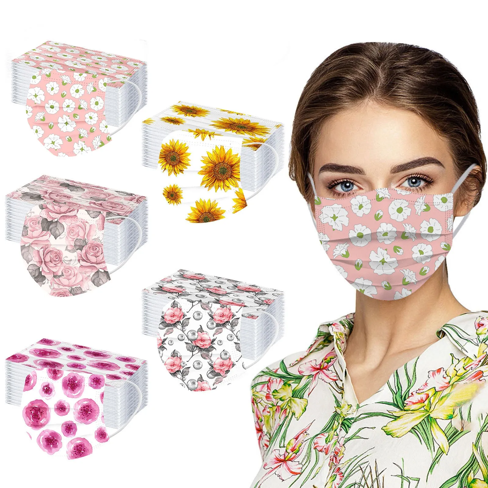 10-50 шт. одноразовая маска для косплея с принтом подсолнуха | Тематическая одежда и