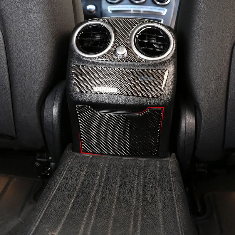 

Real Carbon Fiber Rear ashtray anti-kick panel 3D Interior Sticker Accessories For Mercedes Benz C Class W205 C180 2016-2019