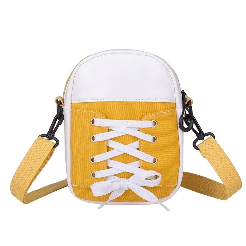 

Personalized Shoelace Color-blocking Canvas Bag Fashion All-match One-shoulder Messenger Small Square Bag