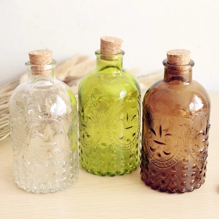 Новинка Zakka Ретро ваза резная пробковая бутылка стеклянная бутылка Настольная Ваза с пробкой