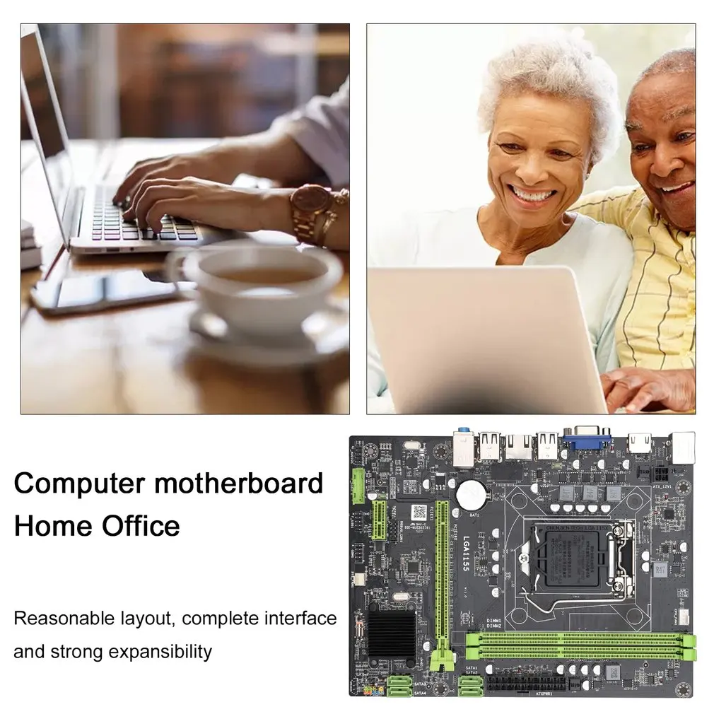 

H61 Computer Motherboard LGA1155 DDR3 Memory Dual Channel Meticulous Workmanship Durable Motherboard