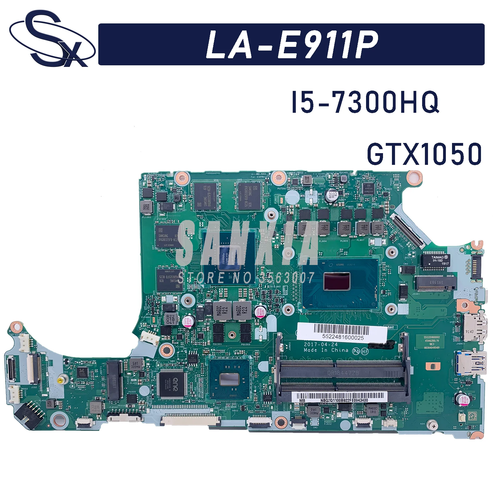 

KEFU C5MMH/C7MMH LA-E911P Laptop motherboard for Acer AN515-51G A715-71G original mainboard I5-7300H GTX1050