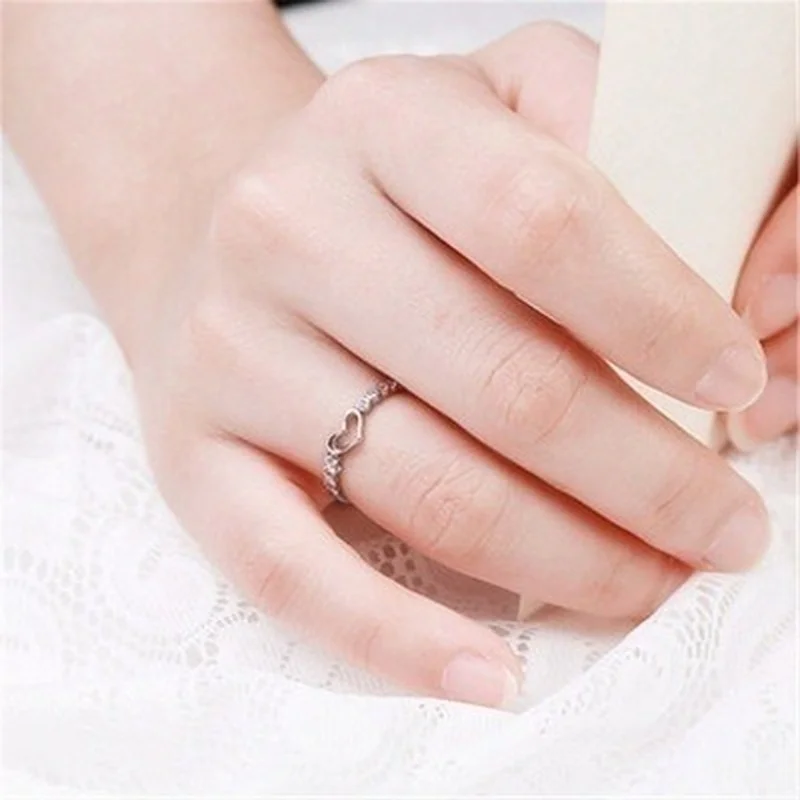 

Love Ring Blue Sapphire CZ Gemstone Heart Women's Fashion