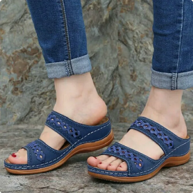 

Летние женские сандалии-гладиаторы; Повседневная обувь на танкетке; Пляжные шлепанцы на платформе; Туфли без задника; Женские шлепанцы без ...