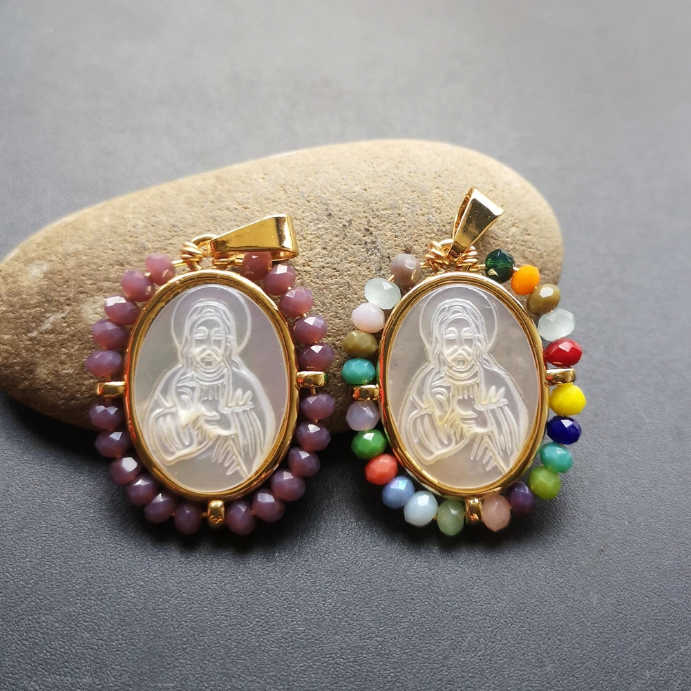 

10pcs/lot 24x29mm Natural Sacred Heart of Jesus Mother of Pearl Shell Pendant Jesus Mother Pearl Charms for Necklace Gift