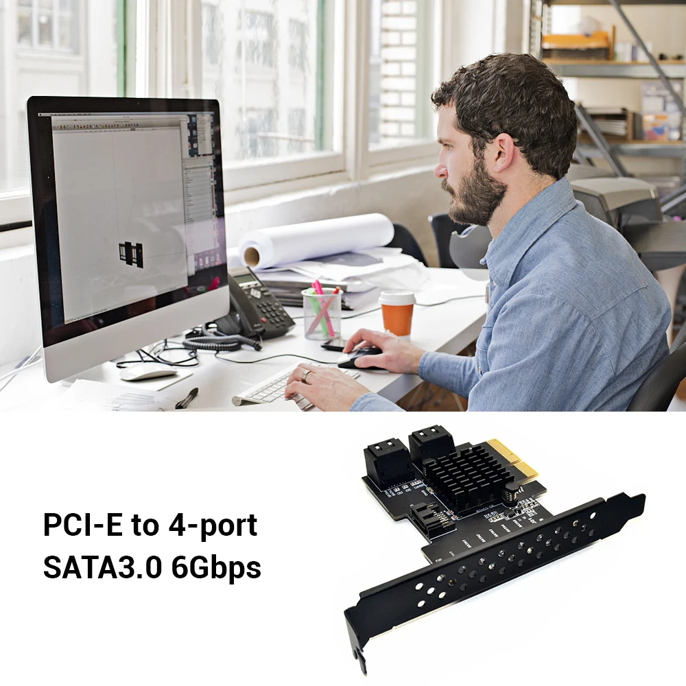 

PCI-E 4X GEN3 To SATA 3.0 Expansion Card 5 Port Full Speed 6G Transfer Expansion IPFS Hard Disk JMS585 For Win7/8/10/Linux