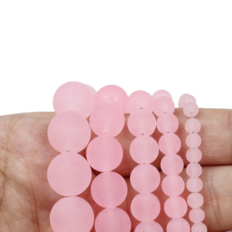 Натуральный матовый лак розового цвета Халцедон Камень Круглый бисер 15 &quotнитка