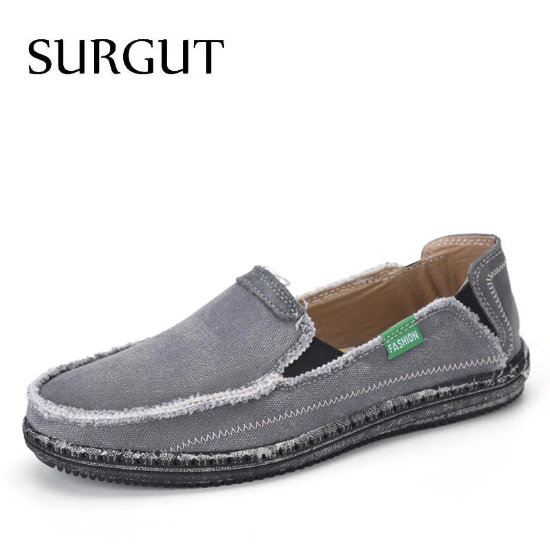 03 Gray SURGUT/Новинка; модная мужская обувь для вождения на все сезоны; лоферы; эспадрильи; дышащая мужская повседневная парусиновая обувь на плоской подошве; размеры 39-47 - Color: 03 Gray
