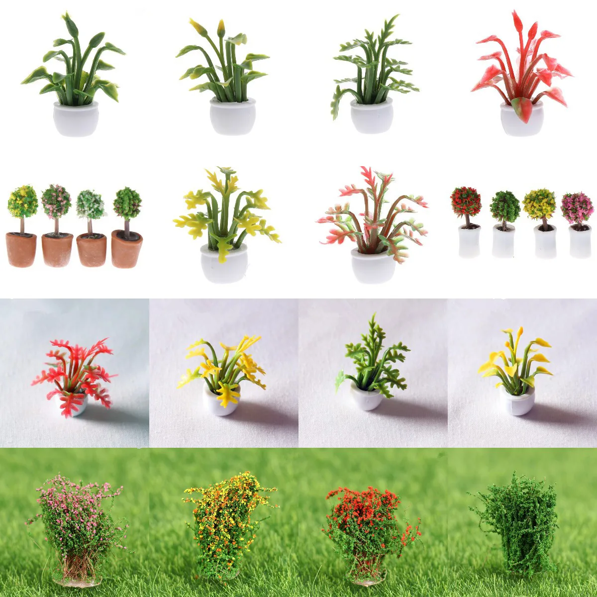 

Mini Flower Potted For Green Plant In Pot Simulation Potted Plants 1:12 Dollhouse Miniature Doll House Furniture Home Decoration
