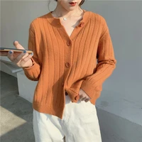 women button cardigan 2022 long sleeve sweater streetwear autumn winter knitted loose jumper solid casual sweaters