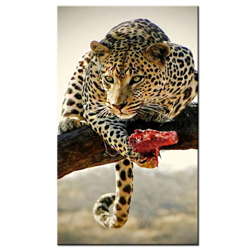 Картина "Большой размер 2020 с алмазной вышивкой леопарда, изображающая добычу, 5D Diy Painting крестиком полный квадратный круглый сверловка ZP-1110".