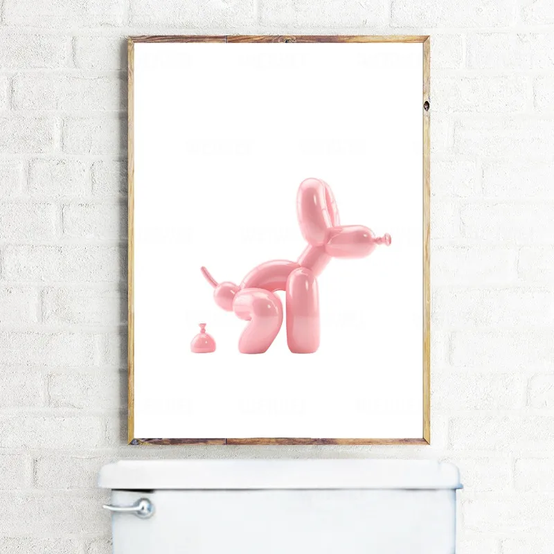 Balloon Dog Print Modern Poster Bathroom Wall Decor Toilet Sign Popart Prints Home Decoration Contemporary Art Picture Painting | Дом и сад