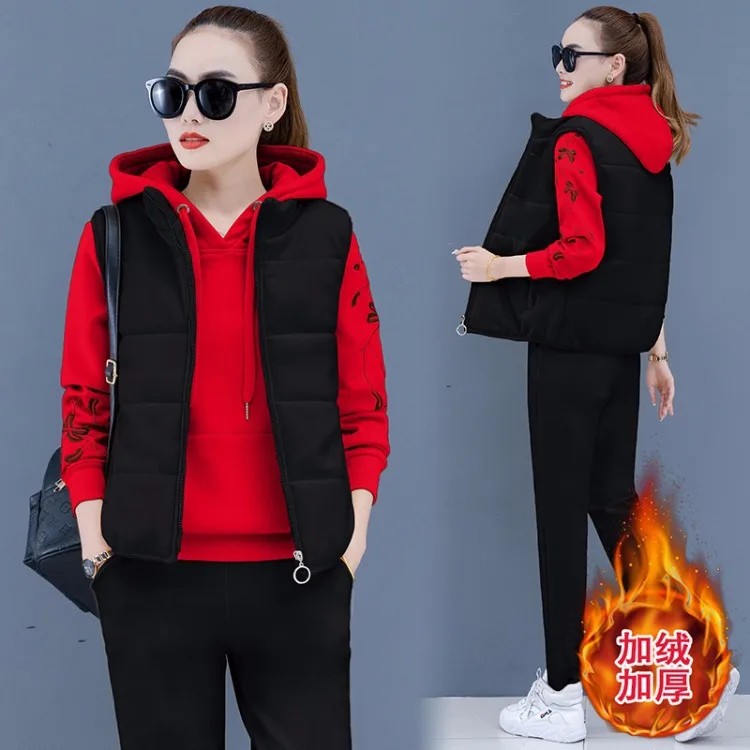 Женский спортивный костюм из 3 предметов толстый флисовый теплый для бега