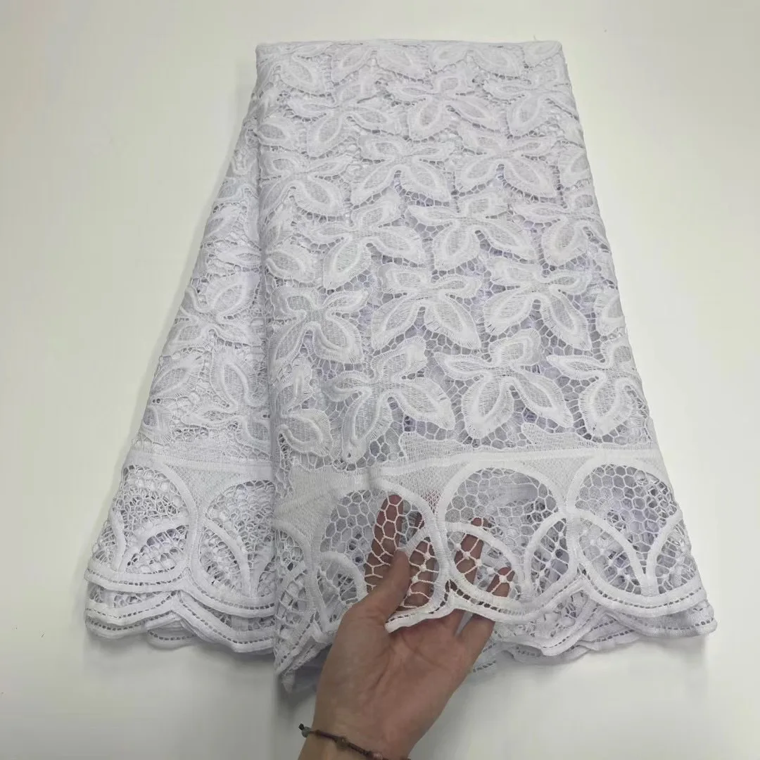Чисто белый шнур гипюр шнурованное мягкое кружево 2021 Африканский растворимые в