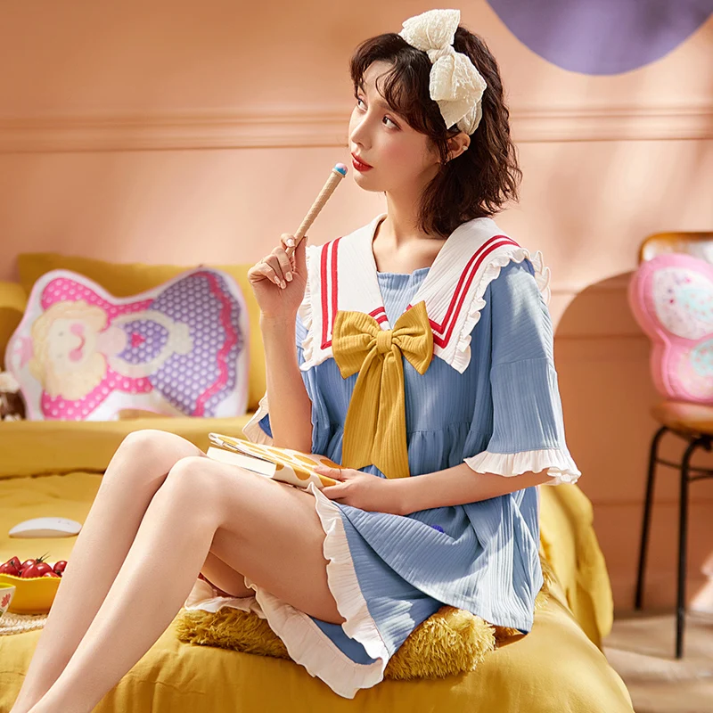 Пижамный комплект Женский хлопковый модная домашняя одежда в колледжском стиле