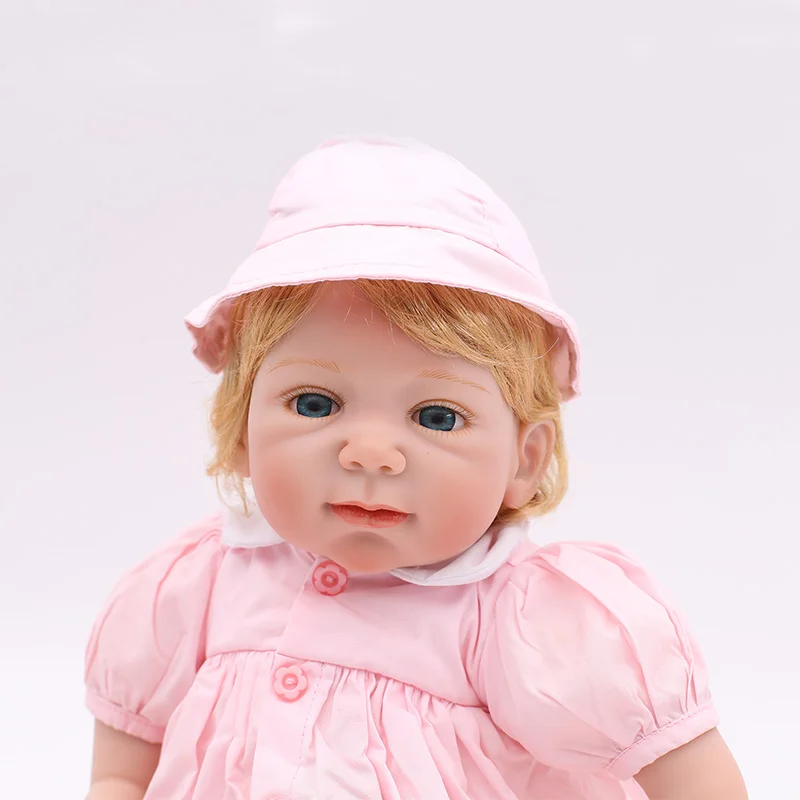 Reborn Baby Doll 22 дюймов 55 см Силиконовая виниловая девочка-кукла светлые волосы мягкая ткань тело живой малыш ребенок Рождество подарок для детей