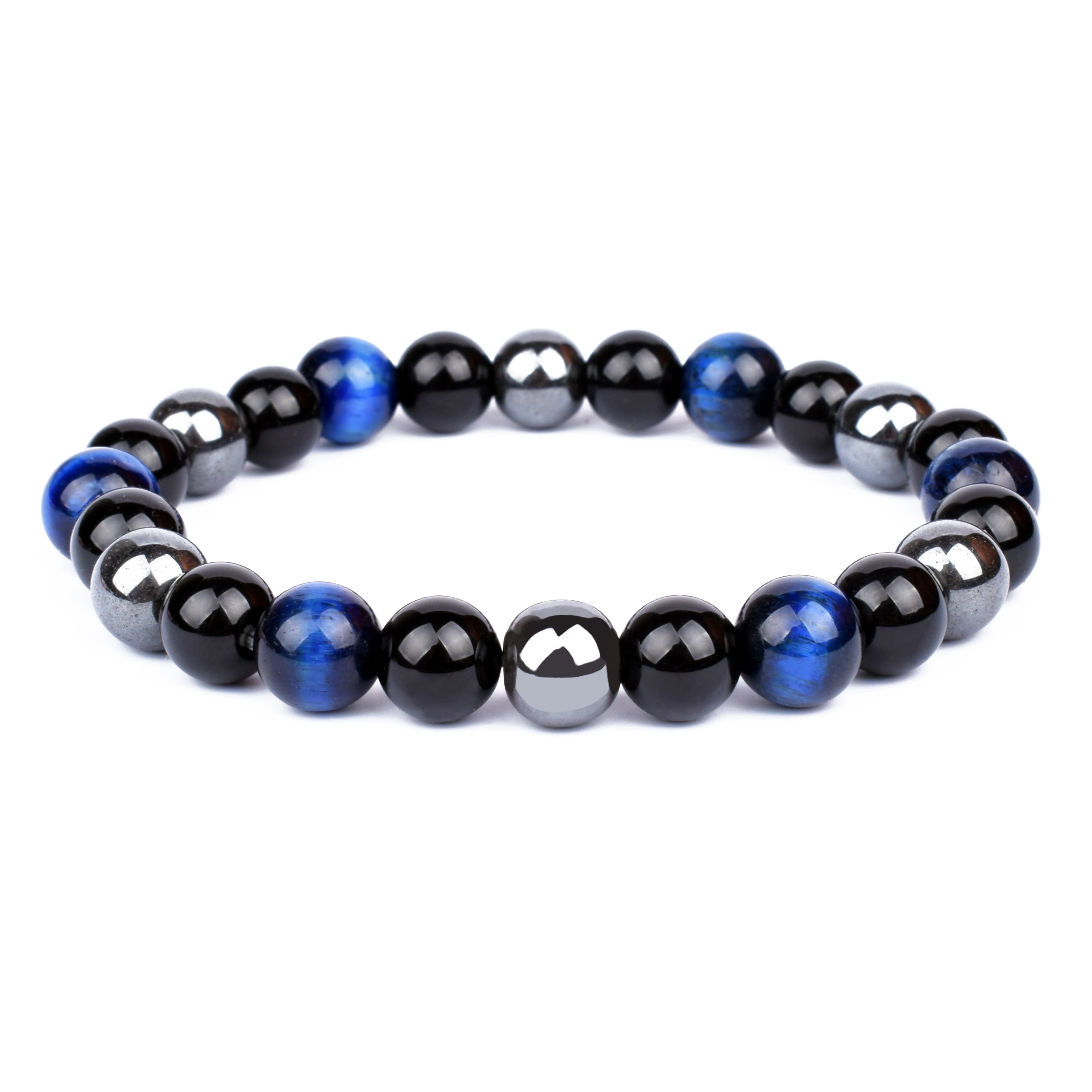 

Natural Tiger Eye & Hematite Bracelet Black Obsidian Stone Bracelets & Bangles for Men Women Fashion Jewelry Yoga Bracelet Homme