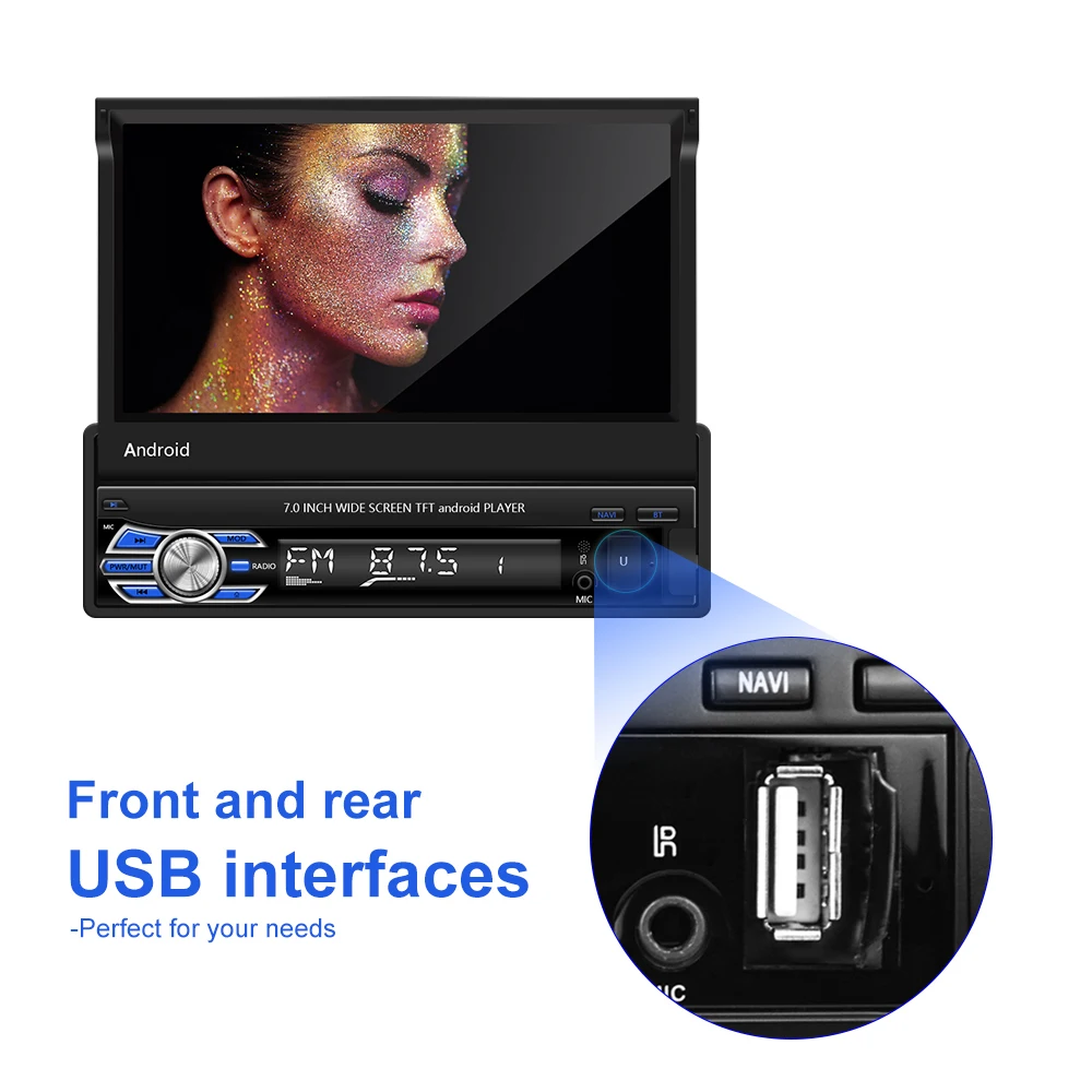AMPrime 2 + 16G Android 1 Din 7-дюймовый сенсорный экран автомобильный мультимедийный плеер с