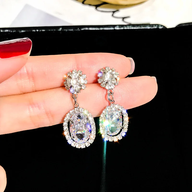 Женские серьги подвески серебряного цвета с кристаллами|Серьги-подвески| |