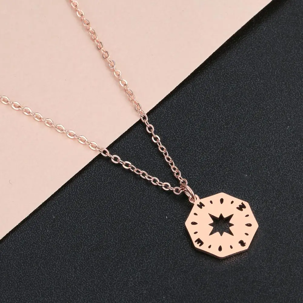 Чандлер нержавеющей стальной компас ожерелье восьмиугольник классические