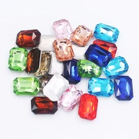 30pcs rectangular stones crystals glass beads strass glitter pointback crystal trim fabric crafts glue rhinestones for cothes