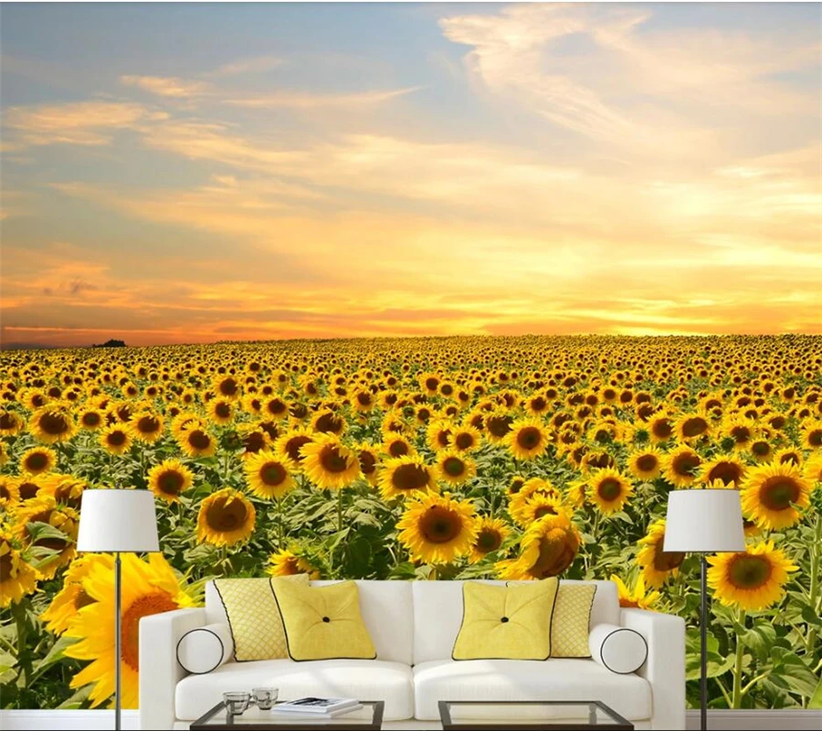 Wellyu индивидуальные большие фрески модные домашние 3D обои с подсолнухами |