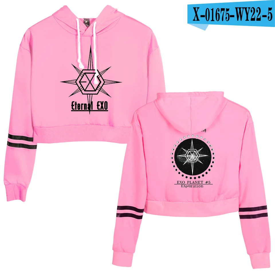 KPOP EXO PLANET#5, короткие толстовки с капюшоном, кофты, уличная одежда, топы, осень, EXO PLANET#5, женские толстовки с капюшоном, Harajuku, осень - Цвет: Темно-зеленый